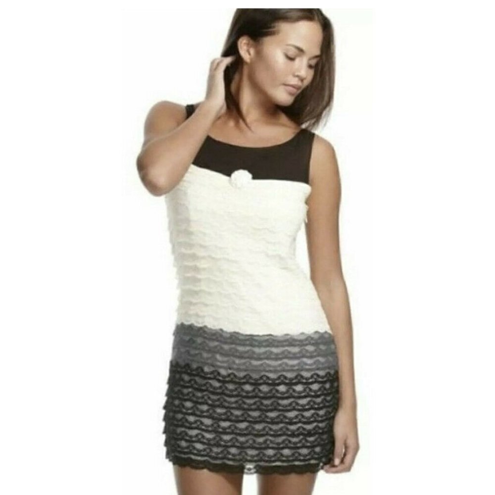 Behnaz Sarafpour  Black Gray White Lace Sz‎ 9